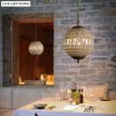 GobekUsa French Country Globe Pendant Chandelier - Crystal-Encrusted Brass Suspension Lamp