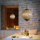 GobekUsa French Country Globe Pendant Chandelier - Crystal-Encrusted Brass Suspension Lamp