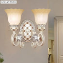 GobekUsa French Country Blossom Wall Sconce - Opaline Glass Lighting with Swirl Arm in Gold