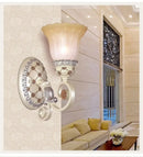 GobekUsa French Country Blossom Wall Sconce - Opaline Glass Lighting with Swirl Arm in Gold