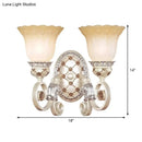 GobekUsa French Country Blossom Wall Sconce - Opaline Glass Lighting with Swirl Arm in Gold