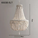 GobekUsa French Country Wood Bead Chandelier: 3/5 Lights Princess Decorative Hanging Fixture