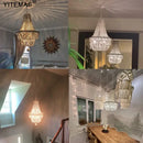GobekUsa French Country Wood Bead Chandelier: 3/5 Lights Princess Decorative Hanging Fixture