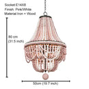 GobekUsa French Country Wood Bead Chandelier: 3/5 Lights Princess Decorative Hanging Fixture