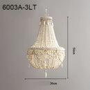 GobekUsa French Country Wood Bead Chandelier: 3/5 Lights Princess Decorative Hanging Fixture