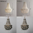 GobekUsa French Country Wood Bead Chandelier: 3/5 Lights Princess Decorative Hanging Fixture