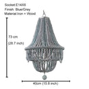 GobekUsa French Country Wood Bead Chandelier: 3/5 Lights Princess Decorative Hanging Fixture