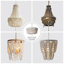 GobekUsa French Country Wood Bead Chandelier: 3/5 Lights Princess Decorative Hanging Fixture