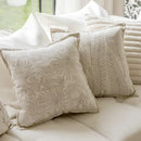 French cream jacquard floral pillow covers living room decor by Decorbites