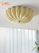 GobekUsa Cream Wind LED Glass Ceiling Lamp: French Design for Bedroom, Study, Balcony, Cafe