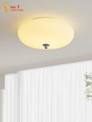 GobekUsa Cream Wind LED Glass Ceiling Lamp: French Design for Bedroom, Study, Balcony, Cafe