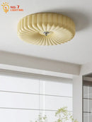 GobekUsa Cream Wind LED Glass Ceiling Lamp: French Design for Bedroom, Study, Balcony, Cafe