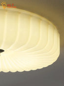 GobekUsa Cream Wind LED Glass Ceiling Lamp: French Design for Bedroom, Study, Balcony, Cafe