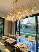GobekUsa French Crystal Chandelier for Dining Room: Elegant Copper Branch Ceiling Light