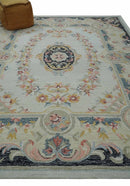 Hand-Tufted Wool Area Rug - Aubusson Ivory Light Green Charcoal