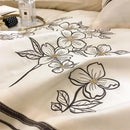 GobekUsa French Embroidered Cotton Bedding Set Queen Duvet Cover Luxury 100s, High-End Quality