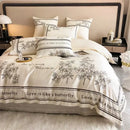 GobekUsa French Embroidered Cotton Bedding Set Queen Duvet Cover Luxury 100s, High-End Quality