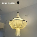 GobekUsa Creamy E27 Foyer Chandelier: French-Inspired LED Pendant Lights for Bedroom, Art Decor Lampara