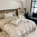 GobekUsa French Floral Bedding Set, 100% Cotton, Ruffles, Duvet Cover, Bed Sheet, Pillowcases