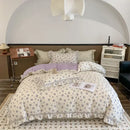 GobekUsa French Floral Bedding Set, 100% Cotton, Ruffles, Duvet Cover, Bed Sheet, Pillowcases
