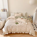 GobekUsa French Floral Bedding Set, 100% Cotton, Ruffles, Duvet Cover, Bed Sheet, Pillowcases