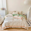 GobekUsa French Floral Bedding Set, 100% Cotton, Ruffles, Duvet Cover, Bed Sheet, Pillowcases