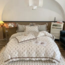 GobekUsa French Floral Bedding Set, 100% Cotton, Ruffles, Duvet Cover, Bed Sheet, Pillowcases
