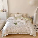GobekUsa French Floral Bedding Set, 100% Cotton, Ruffles, Duvet Cover, Bed Sheet, Pillowcases