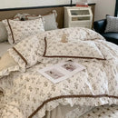 GobekUsa French Floral Bedding Set, 100% Cotton, Ruffles, Duvet Cover, Bed Sheet, Pillowcases