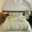 GobekUsa French Floral Bedding Set, 100% Cotton, Ruffles, Duvet Cover, Bed Sheet, Pillowcases