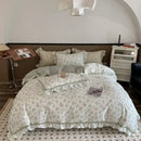 GobekUsa French Floral Bedding Set, 100% Cotton, Ruffles, Duvet Cover, Bed Sheet, Pillowcases