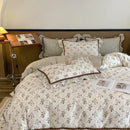 GobekUsa French Floral Bedding Set, 100% Cotton, Ruffles, Duvet Cover, Bed Sheet, Pillowcases