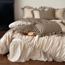 GobekUsa French Floral Washed Cotton Bedding Set, Duvet, Sheet, Pillowcases