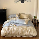 GobekUsa French Floral Washed Cotton Bedding Set, Duvet, Sheet, Pillowcases