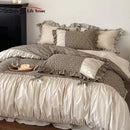 GobekUsa French Floral Washed Cotton Bedding Set, Duvet, Sheet, Pillowcases