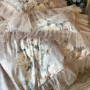 GobekUsa French Flowers Lace Ruffles Bedding Set with Silky Soft Lyocell Cotton