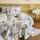 GobekUsa French Flowers Lace Ruffles Princess Bedding Set with 1000TC Egyptian Cotton