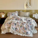GobekUsa French Flowers Lace Ruffles Princess Bedding Set with 1000TC Egyptian Cotton