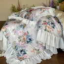 GobekUsa French Flowers Lace Ruffles Princess Bedding Set with 1000TC Egyptian Cotton