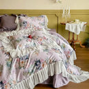 GobekUsa French Flowers Lace Ruffles Princess Bedding Set with 1000TC Egyptian Cotton