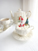 GobekUsa French Garden Cream Ceramic Tea Cup Saucer Set for Elegant Afternoon Tea
