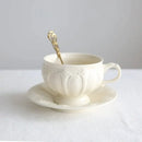 GobekUsa French Garden Cream Ceramic Tea Cup Saucer Set for Elegant Afternoon Tea