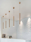 French Gold Long Cylindrical Chandelier