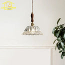 GobekUsa French Ins Walnut Brass Glass Pendant Lights LED E27 for Kitchen Island Restaurant