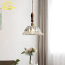 GobekUsa French Ins Walnut Brass Glass Pendant Lights LED E27 for Kitchen Island Restaurant