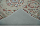 Beige Brown and Blue Aubusson Design Hand Tufted Wool Area Rug