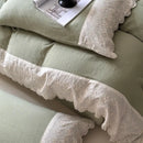GobekUsa French Lace Cotton Bedding Set: Duvet, Sheet, Pillowcases, 4Pc