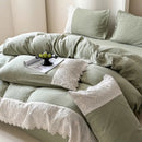 GobekUsa French Lace Cotton Bedding Set: Duvet, Sheet, Pillowcases, 4Pc