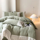 GobekUsa French Lace Cotton Bedding Set: Duvet, Sheet, Pillowcases, 4Pc