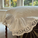 GobekUsa Jacquard Linen Cotton Ruffles Bedding Set with French Lace in Natural Skin Tone